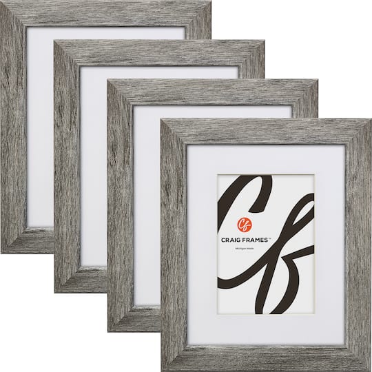 Craig Frames 4 Pack: Bauhaus 125 Barnwood Gray Picture Frame with Mat